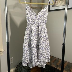 Shein purple floral dress with button and ruffle details